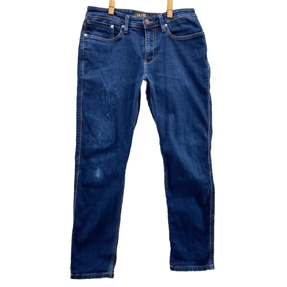 Du/er Jeans Mens 32x28 L2X Relaxed Taper Dark Wash Denim Stretch Preppy Academia